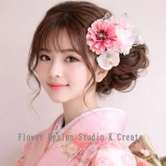 成人式・袴 ・和装髪飾り♡ダリアと胡蝶蘭とリボンの髪飾り　入学式　卒業式　結婚式　和装　着物　桜　胡蝶蘭　髪飾り　ヘッドピース　ヘッドドレス　神前式　振袖　前撮り