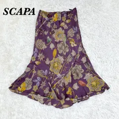 【美品】SCAPA マーメイドフレアスカート 38 パープル　花柄のサムネイル