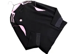 DESCENTE デサント Vネック ロゴプリント 長袖 トレーニングウェア カットソー sizeO/黒 ■◇ レディース