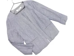 NATURAL BEAUTY BASIC ナチュラルビューティーベーシック リネン混 ノーカラー ジャケット sizeM/ネイビー ■◇ レディース