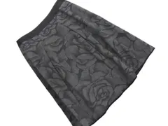 LANVIN ランバン ラメ 花柄 Aライン 台形 スカート size38/黒 ■◇ レディース
