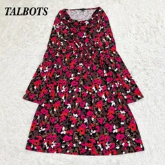 【美品】TALBOTS ストレッチAラインフレアワンピース L レッド　ブラック