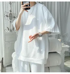 tシャツ メンズ 半袖 5分袖 ワッフル 無地 ゆったり 大きいサイズ 吸汗 速乾 カジュアル 夏服 ファッション