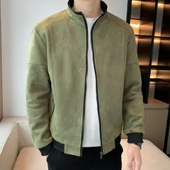 ジャケット メンズ スエード スタンドカラー アウター ブルゾン ゴルフウェア ジップ カジュアル 大人