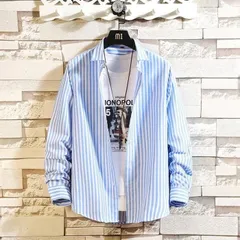 シャツ メンズ 長袖 ボタンダウン ストライプ カジュアルシャツ 父の日 プレゼント 敬老の日