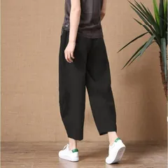 パンツ サルエルパンツ レディース 麻綿パンツ カジュアルパンツ ロング丈 無地 春夏 ボトムス 美脚 おしゃれ カジュアル 夏物 夏服