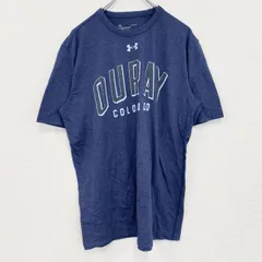 古着 used　UNDER ARMOUR　アンダーアーマー　半袖プリントTシャツ　クルーネック　ネイビー　紺　Lサイズ