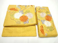 平和屋着物●アンティーク　大正ロマン　つけ帯　駒刺繍　菊　金銀彩　正絹　逸品　CABE8584hy