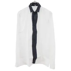 ANN DEMEULEMEESTER アンドゥムルメステール ヘリンボーンライン ストライプシャツ ホワイト インディゴ XSのサムネイル