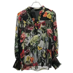 alice + olivia アリンアンドオリビア フラワーパッチシースルーブラウス  ブラック XS
