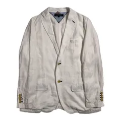 リネン100％ TOMMY HILFIGER トミーヒルフィガー ベント 2B テーラードジャケット サイズ L /ホワイト系 メンズのサムネイル
