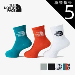 種類5：MW/JL ザ・ノース・フェイス THE NORTH FACE 靴下 キッズ 3足セット TNF ジャカード ロゴ 3P クルー ソックス NNJ82411 K J LOGO 3P CREW 消臭 白 黒 クルーソックス 子ども まとめ買い 子供 通園