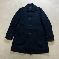 SHIPS JET BLUE （シップス ジェットブルー） ストライプステンカラーコート 毛混ジャケット ハーフコート ミドル丈 メンズ Mサイズのサムネイル