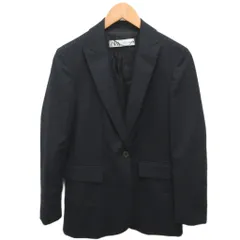 ザラ ZARA テーラードジャケット ブレザー シングル 1B ストライプ XS ダークグレー