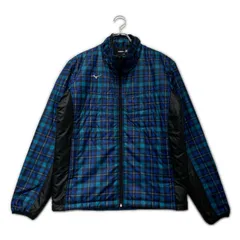 中古 メンズ ミズノゴルフ mizunoGOLF フルジップアウター M 青系 ブレスサーモ 中綿 チェック柄