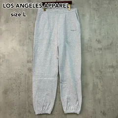 美品 LOS ANGELES APPAREL ロサンゼルスアパレル 14oz ヘビーフリース スウェットパンツ トレーナー 裾ゴム ブラック Lサイズ USA製 アメリカ製 綿100% 肉厚 厚手 裏起毛 無地 シンプル ストリート ASH ★ ◆■
