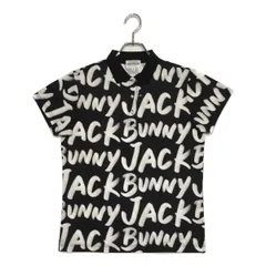 中古 レディース ジャックバニー Jack Bunny!! 半袖ポロシャツ 2(L) 黒×白 ブラック ロゴ総柄