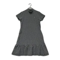 中古 レディース パーリーゲイツ PEARLY GATES ワンピース 0(S) 黒 ブラック 半袖 モックネック ロゴ総柄