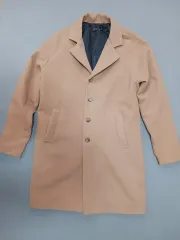 L アルモルル ウール混 4ボタン シングルブレストコート ベージュ