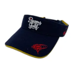 中古 ビームスゴルフ BEAMSGOLF サンバイザー フリー 紺 ネイビー 秋冬素材 フエルト素材