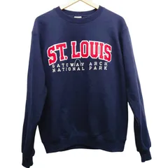 Champion チャンピオン スウェット トレーナー ST.LOUIS カレッジロゴ ネイビー Mサイズ 刺繍ロゴ ワンポイントロゴ 古着 メンズ レディース ユニセックス ストリート アメカジ 定番 人気 ビッグシルエット  秋冬  USAブランド