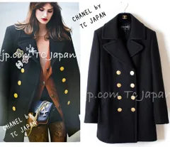 シャネル ピーコート CHANEL ブラック カシミア ゴールド ロゴ ボタン ダブル カール・ラガーフェルド 80万 貴重 新品同様 42 44のサムネイル