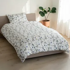 【新着商品】8ヶ所ヒモ付き 全開ファスナー リーフ柄 ピーチスキン グリーン 150×210cm 速乾 シングル 洗える 掛け布団カバー 北欧 シルフィーズ