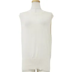 美品 SACRA サクラ ニット コットン シルク アイボリー 38(M) シアー 薄手 ノースリーブ トップス カットソー ニットソー プルオーバー 無地 春夏 オフィス カジュアル きれいめ【レディース】のサムネイル