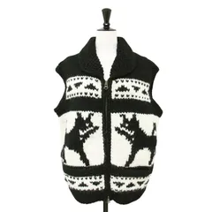 【美品】SUM1 STYLE スミ スタイル ベスト ブラック ホワイト 黒白 サイズ:FREE / 24秋冬 柴犬 カウチン ベスト / ニット ジップアップ アニマル 手編み / ウール / トップス セーター 【レディース】【中古】のサムネイル