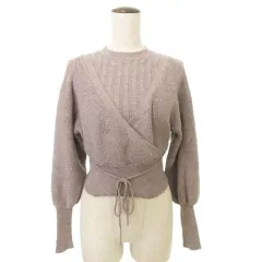 リリーブラウン Lily Brown レイヤード ニット 長袖 無地 スリム 薄手 フリーサイズ モカブラウン ■TC