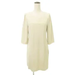 ロペ ROPE ワンピース ひざ丈 長袖 クルーネック 無地 薄手 38 Mサイズ ベージュ /MKS