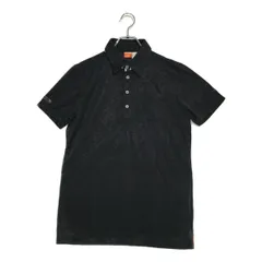 中古 メンズ プーマ PUMA 半袖ポロシャツ M 黒 ブラック 花柄 総柄