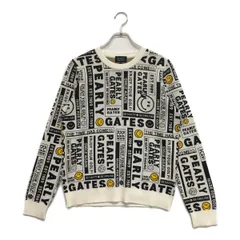 中古 レディース パーリーゲイツ PEARLY GATES セーター 1(M) 白×濃紺 ホワイト×ネイビー ロゴ総柄