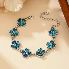 四葉のクローバーブレスレット、プラチナメッキ   ■8514