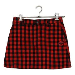 中古 レディース パーリーゲイツ PEARLY GATES スカート 1(M) 赤×黒 チェック柄 ロゴ刺しゅう