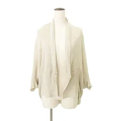 グリーンレーベルリラクシング ユナイテッドアローズ green label relaxing 美品 リネン ドルマン カーディガン ベージュ ■YHS7