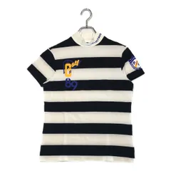 中古 レディース パーリーゲイツ PEARLY GATES 半袖シャツ 2(L) 白×紺 モックネック ボーダー