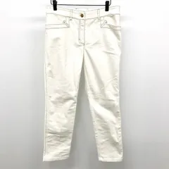 【中古】[印象AB] ESCADA エスカーダ パンツ レディース 36 オフホワイト×ゴールド 白系 綿×エラストマルチエステル ステッチ部分がゴールドラメ ジップフライ 後ろがセンターラインデザインのサムネイル