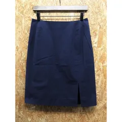 【中古】[印象B] Chloe クロエ レディース 42 ネイビー 紺 綿×ポリウレタン(キュプラ裏地) コクーンスカート 裏地付き ひざ丈 無地 裾にスリットのサムネイル