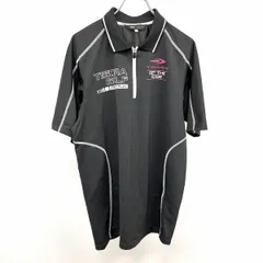 【中古】[印象A] TIGORA ティゴラ ポロシャツ / リブカットソー メンズ L 黒 ブラック×ピンク×ホワイト ポリ100% キモノスリーブ 半袖 ロゴプリント ハーフジップのサムネイル