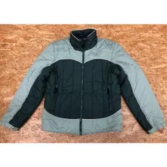 【中古】[印象B] Penfield ペンフィールド メンズ Mサイズ 緑×白×くすみ黄緑 ポリエステル100% モックネックジャケット 中綿入り 無地 ダブルジップ 長袖 Mのサムネイル