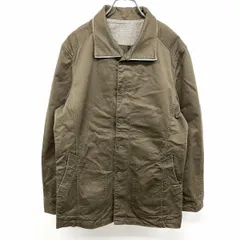 【中古】[印象B] MK MICHEL KLEIN homme エムケーミッシェルクランオム ボタンジャケット メンズ 48 グリーンカーキ 綿など レイヤードカラー 裏地無し 同色ストライプステッチ 一部グレンチェック 長袖のサムネイル