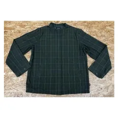 【中古】[印象B] KANGOL カンゴール レディース Mサイズ カーキ×ベージュ×オレンジ 綿100% ジャケット 薄手 ノーカラー チェック 裏地アリ 長袖のサムネイル