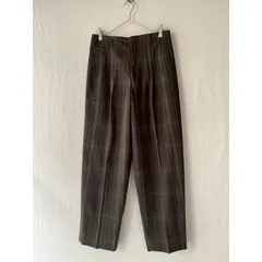 90s monsieur NICOLE ウールギャバジン スラックス / L カーキ チェック ツータック ビンテージ P6-02037-9475のサムネイル