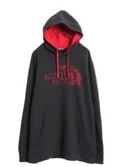 【お得なクーポン配布中!】 ノースフェイス プリント スウェット フード パーカー メンズ XXL / アウトドア 裏起毛 プルオーバー トレーナー ツートン 大きいサイズ 黒