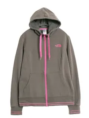 【お得なクーポン配布中!】 ノースフェイス フルジップ スウェット フード パーカー レディース M 古着 アウトドア トレーナー ストレッチ 裏起毛 ハイネック 薄手 灰