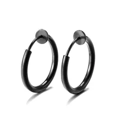 【特価セール】ユニセックス バネ式 メンズ メンズ スプリング レディース リング フープ 挟むだけ セット 2個 簡単 両耳 細フープ イヤリング 装着 イヤーカフ フェイクピアス