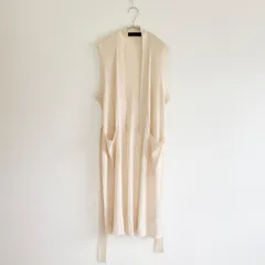 SACRA サクラ ロングジレ ラメ入り ベルト付き ボタンレス オフホワイト 38 レーヨン ポリエステル 極美品 未使用級 レディース 春夏秋冬 アンサンブル カーディガン ボレロ 羽織り 伸縮性 ノースリーブ ロング丈感 近年  送料無料 匿名配送のサムネイル