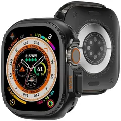 RHBBBDN for アップルウォッチ カバー 49mm Apple Watch用 ケース Ultra 3/2/1 ウルトラ あっぷるうぉっち メタルカバー 全面保護 金属製 ステンレス 耐衝撃 装着簡単 メンズ 合金ケース iWatch 49mm ブラ 0