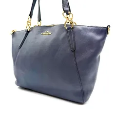 【良品】COACH y2k handbag navy leather unisex コーチ ハンドバッグ